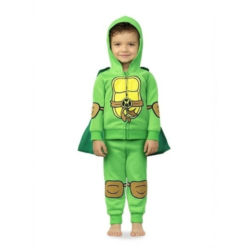 Nickelodeon Hoodie Kids Size 0/3M Green TMNT Michelangelo Detachable Cape